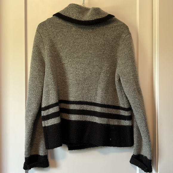 Striped Cowlneck Wool Cardigan - Picture 4 of 5